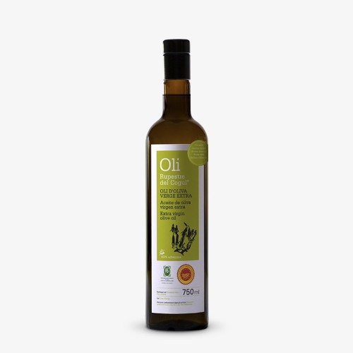 Bouteille en verre de 750 ml. Huile d’Olive Vierge Extra Verte Garrigues Arbequina