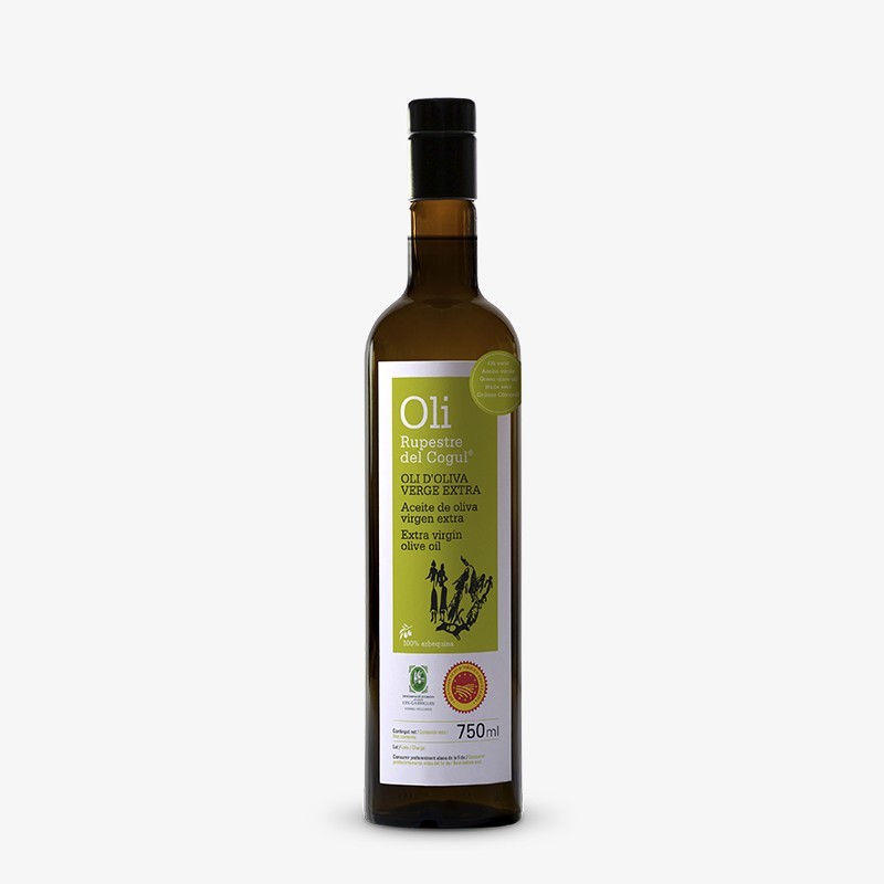 Botella de vidrio de 750 ml - Aceite de Oliva Virgen Extra Verde - 100% Arbequina - Dop Les Garrigues